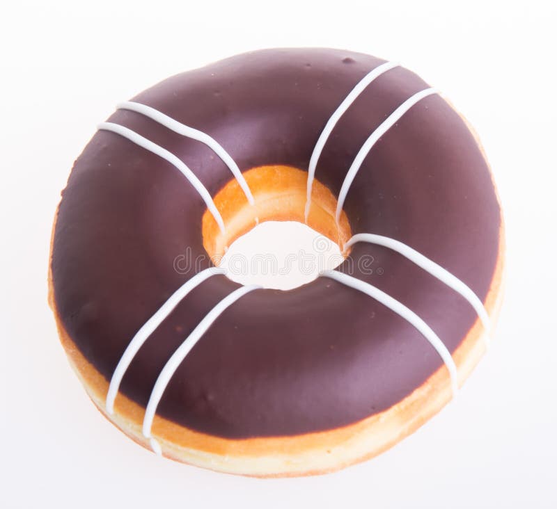 Chocolade donuts op een witte achtergrond stock foto Chocolade donuts op een witte achtergrond stock foto