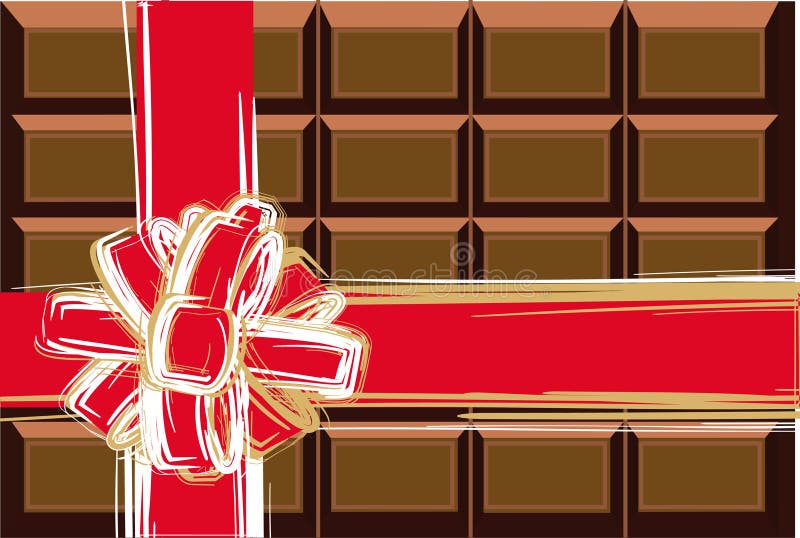 Chocolade en rood lint vector illustratie Chocolade en rood lint vector illustratie