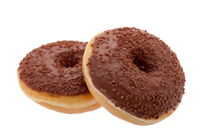 Chocolade verglaasde doughnut stock afbeeldingen