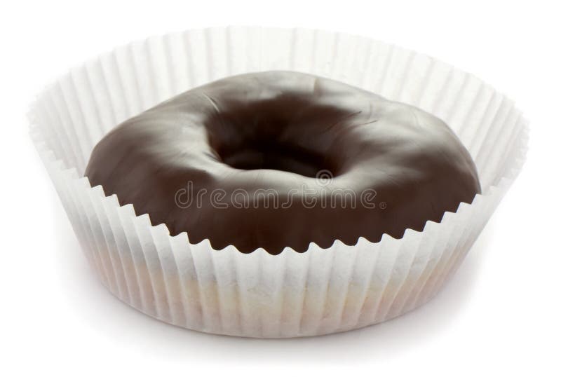 Chocolade verglaasde doughnut stock afbeeldingen