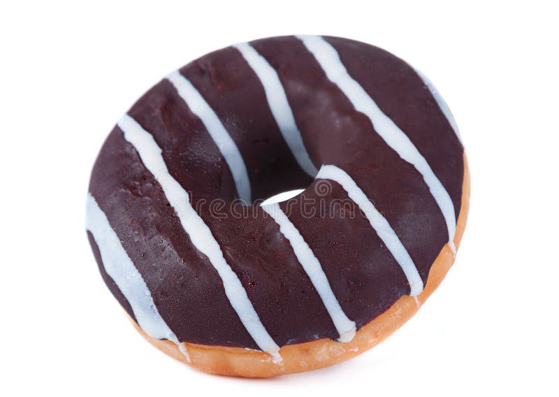 Chocolade verglaasde doughnut royalty-vrije stock afbeelding