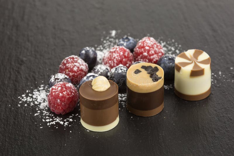 Chocoladedessert met bessen royalty-vrije stock fotografie Chocoladedessert met bessen royalty-vrije stock fotografie