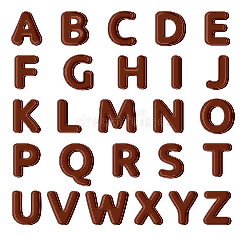Vector Chocolate Letterhead Alphabet. Shiny, Glazed Letters Set Stock