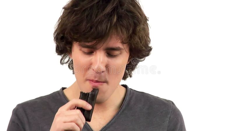Chocolate antropófago joven feliz. almacen de video