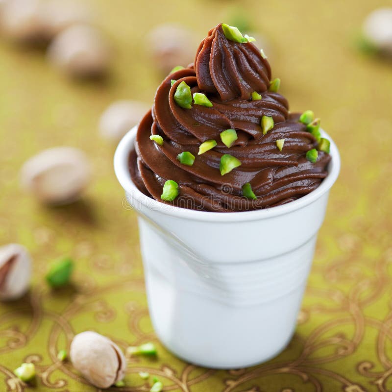 Chocolate avocado and pistachio mousse