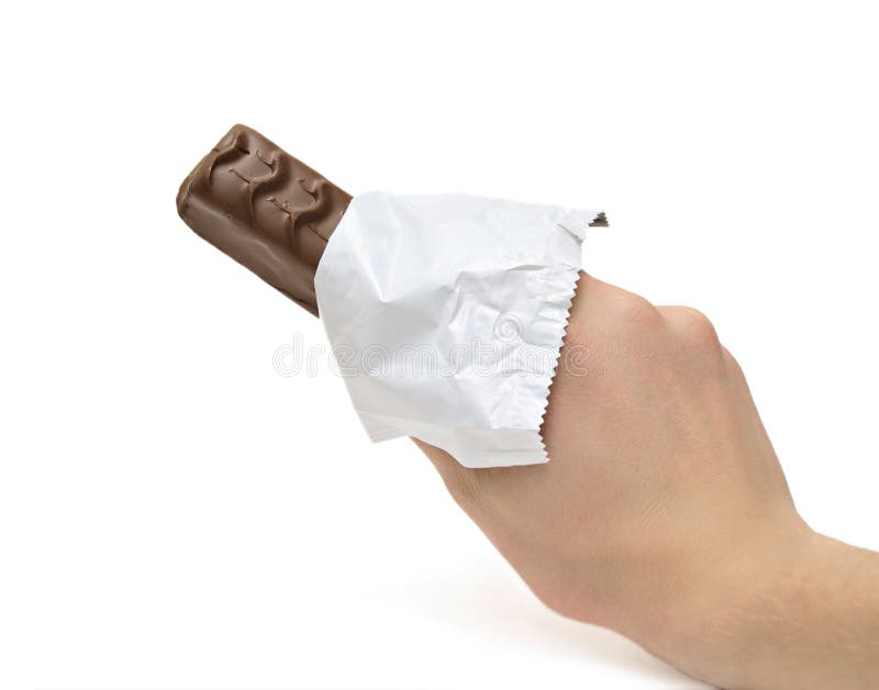 Chocolate bar in the hand stock image. Image of eating 14596427