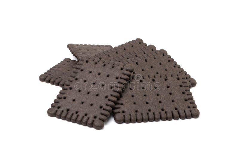 Chocolate Biscuit Isolated, Black Quadratic Cookie, Dark Soft Biscuits