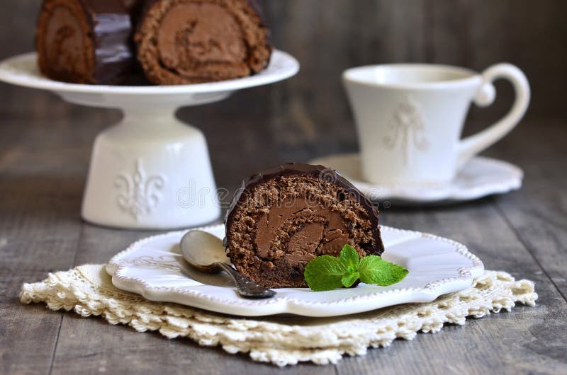 Chocolate biscuit roll. stock image. Image of praline 51422385
