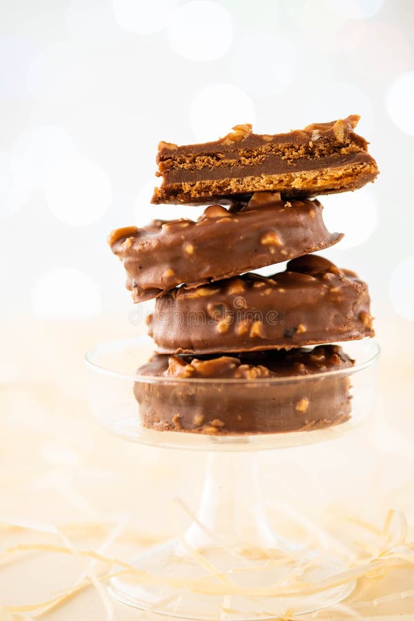 Chocolate Biscuit Sandwich in Chocolate and Nut Glaze on Christmas