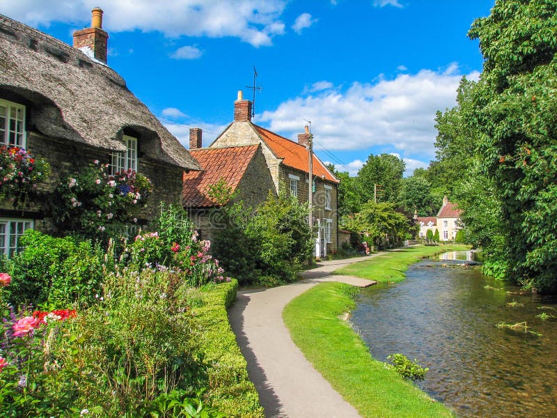 Chocolate Box Village Scene Stock Photo Image of water, botanical