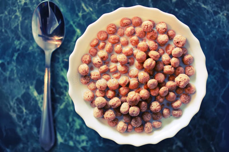 Chocolate Breakfast Cereal Ball with Milk Stock Image Image of fresh