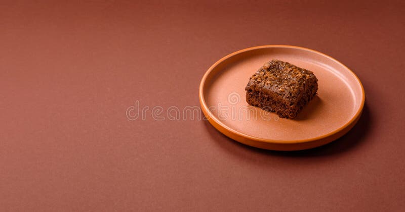 Chocolate brownie cake, food, sweet dessert with nuts rectangular shape. Sweet chocolate brownie stock photos