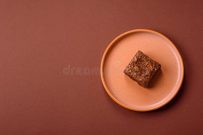 Chocolate brownie cake, food, sweet dessert with nuts rectangular shape. Sweet chocolate brownie royalty free stock photography