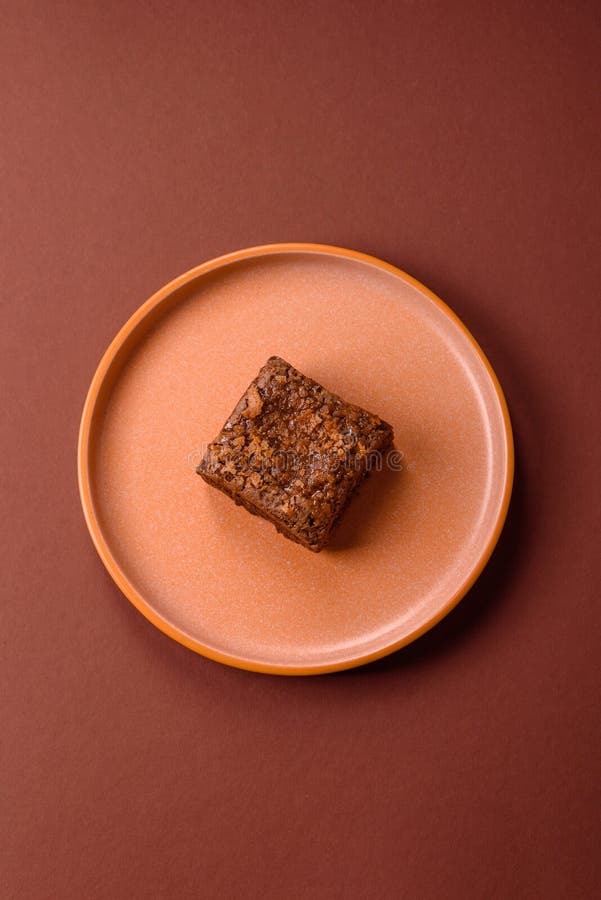 Chocolate brownie cake, food, sweet dessert with nuts rectangular shape. Sweet chocolate brownie stock photos