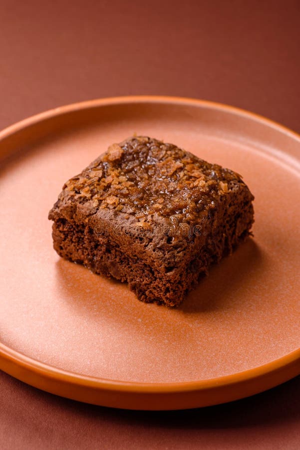 Chocolate brownie cake, food, sweet dessert with nuts rectangular shape. Sweet chocolate brownie stock photos