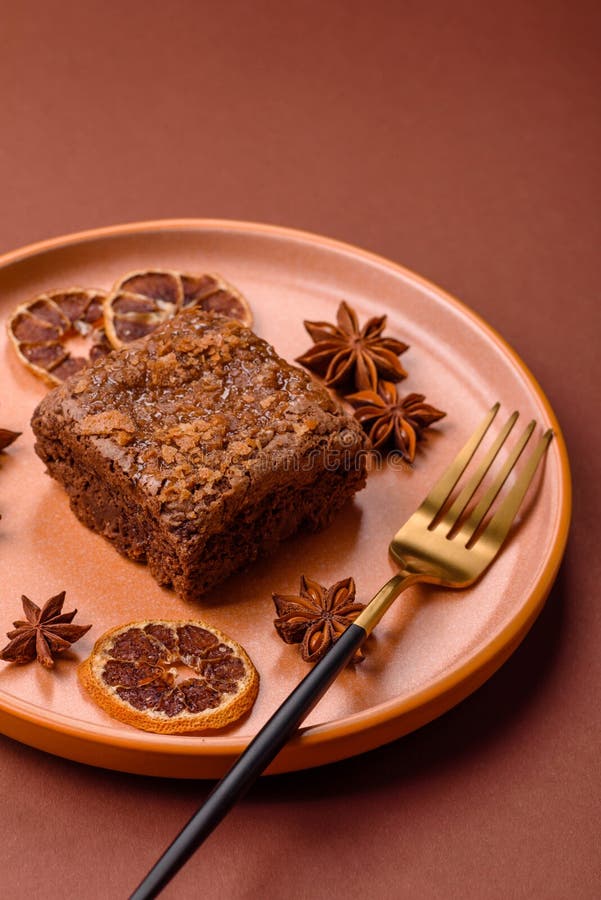 Chocolate brownie cake, food, sweet dessert with nuts rectangular shape. Sweet chocolate brownie royalty free stock photos