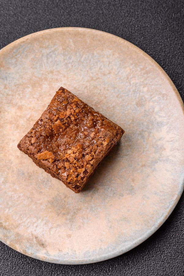 Chocolate brownie cake, food, sweet dessert with nuts rectangular shape. Sweet chocolate brownie royalty free stock photos