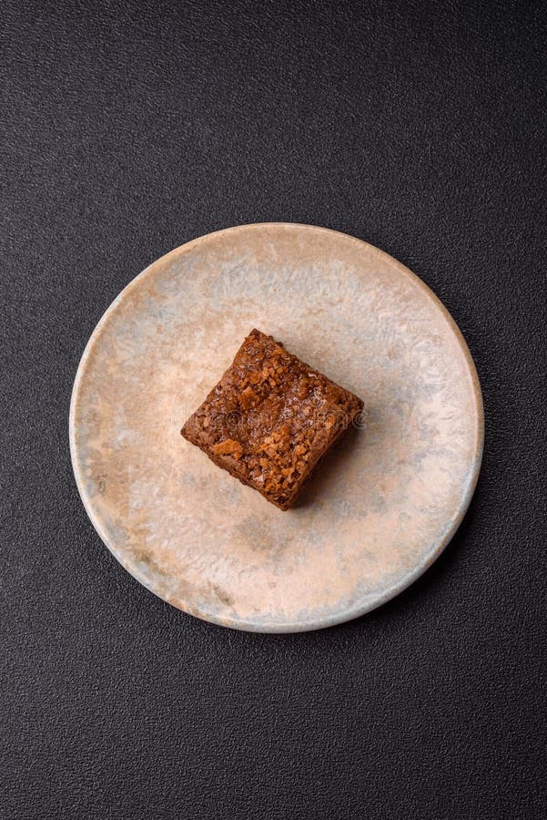 Chocolate brownie cake, food, sweet dessert with nuts rectangular shape. Sweet chocolate brownie royalty free stock photos