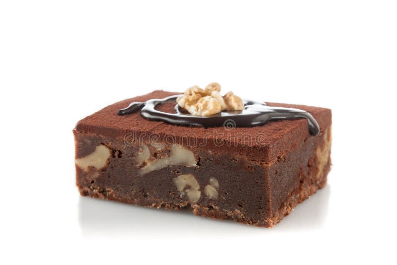 Chocolate brownie and nut royalty free stock photo