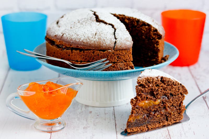 Chocolate Cake with Apricot Jam Stock Image Image of plate, apricot 124963527