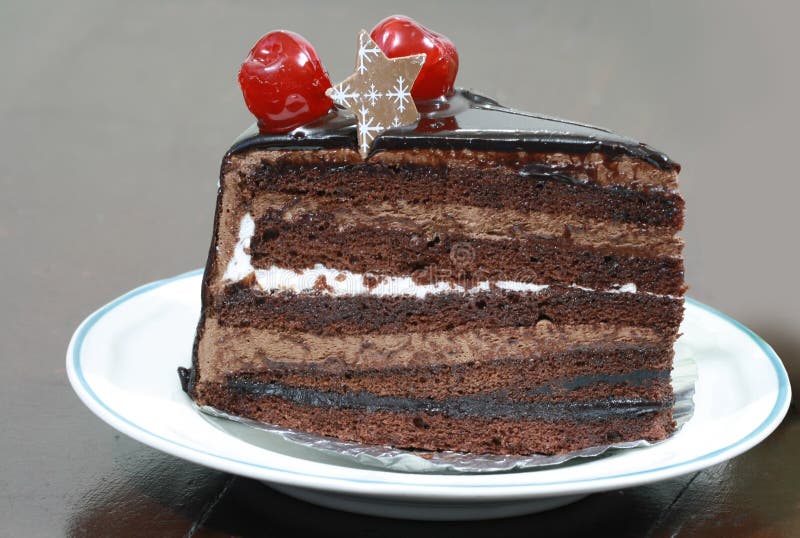 Chocolate Cake with Cherries Stock Image - Image of sweet, dessert ...