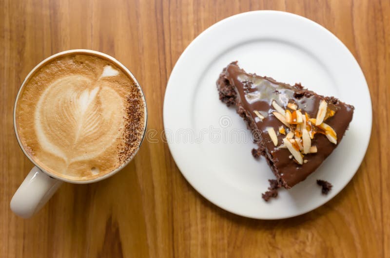 Chocolate cake with coffee