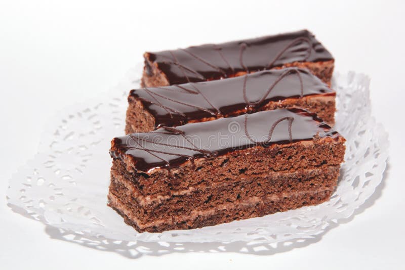 Chocolate Cake with Cream and Chocolate Glaze Stock Photo Image of