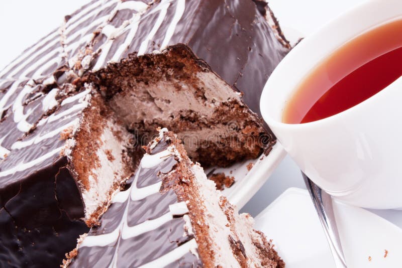 Chocolate cake and cup