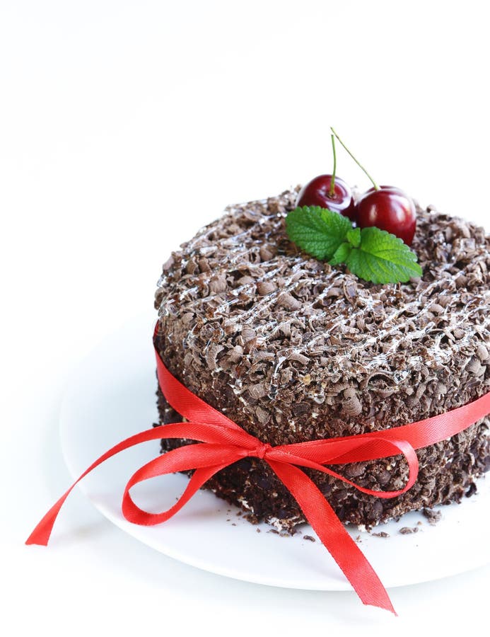 Chocolate Cake with Fresh Cherries (Black Forest) Stock Image Image