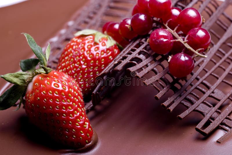 Chocolate cake fruit decoration