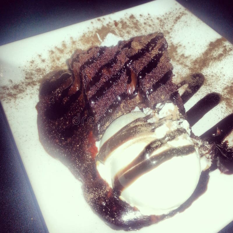 Chocolate Cake and Ice Cream Dessert Stock Image Image of chocolat