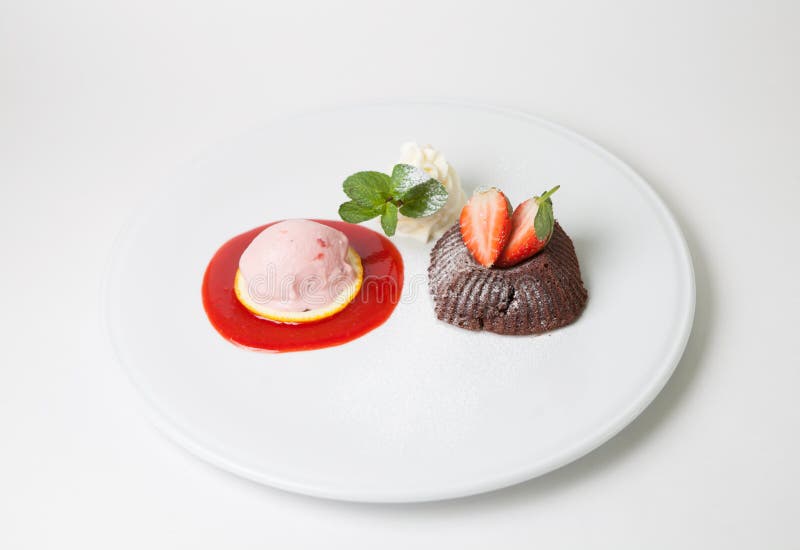 Chocolate Cake with Ice Cream Dessert Stock Photo Image of icecream