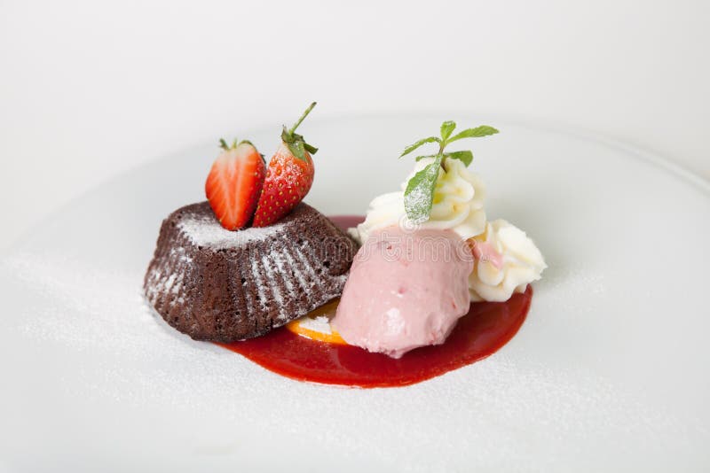 Chocolate Cake with Ice Cream Dessert Stock Photo Image of sundae