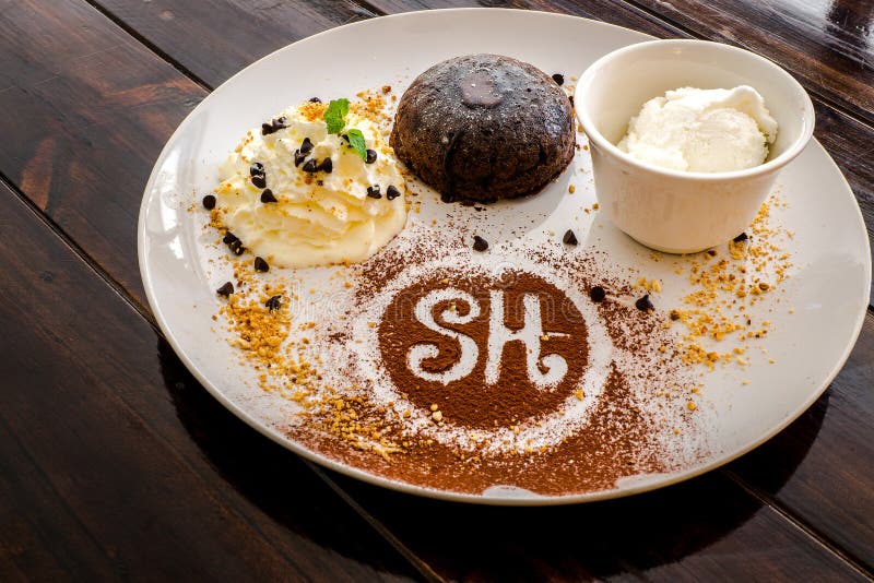 Chocolate cake and icecream stock photos Chocolate cake and icecream stock photos
