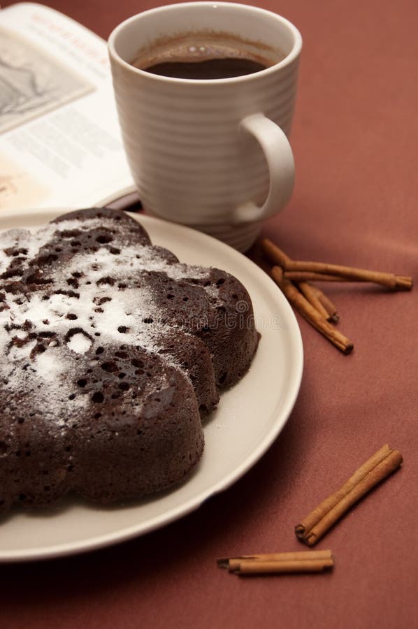 Chocolate Cake with Icing Sugar Stock Photo Image of eating, baked