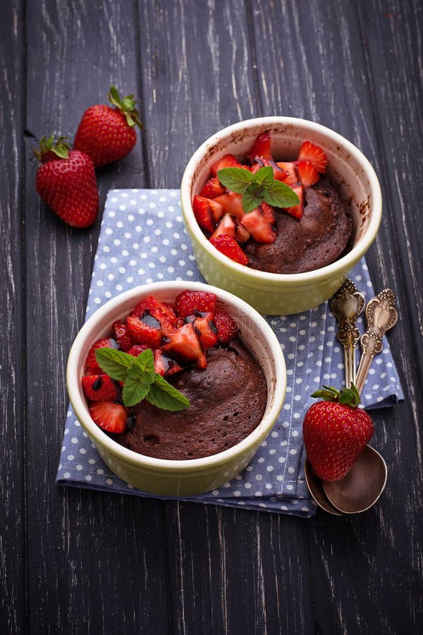Chocolate Cake in Ramekin Prepared in Microwave Stock Photo Image of