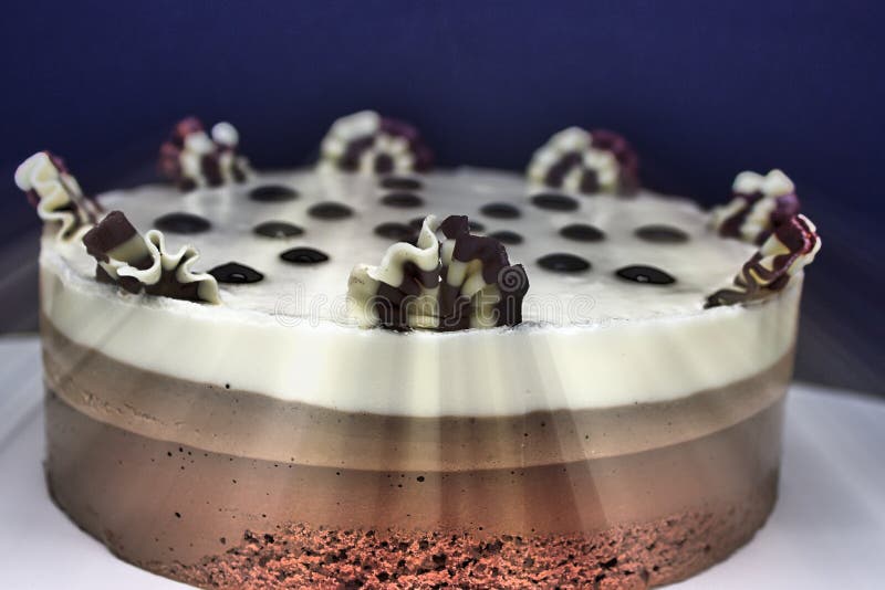 Chocolate Cake. Cake of Several Varieties of Chocolate Black, Milk and