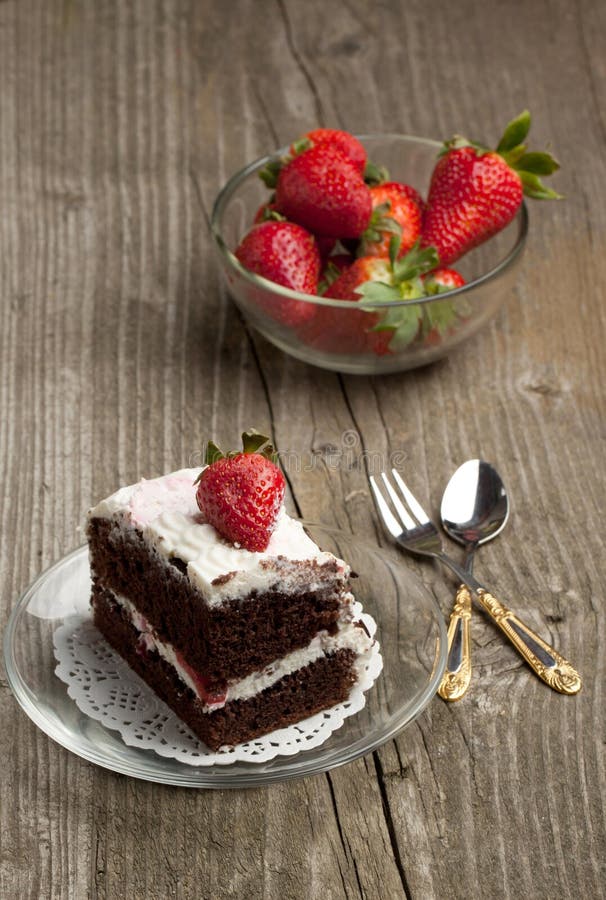 Chocolate cake with strawberry