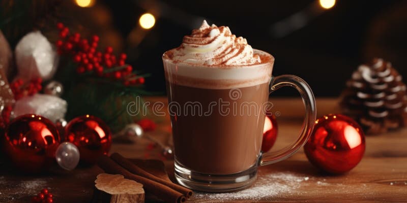 Chocolate caliente clásico y huevo cremoso una bebida navideña.