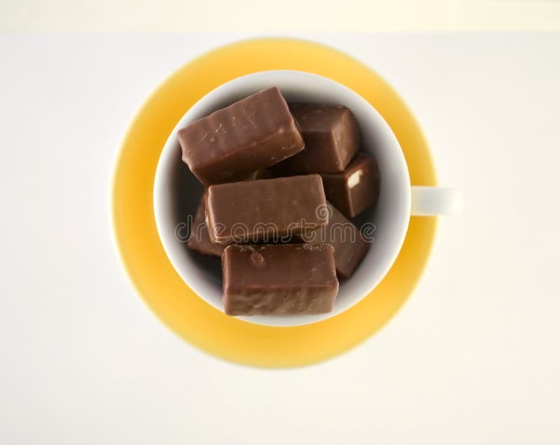 Chocolate Candies In Yellow Cup, Hot Chocolate Picture. Image 5104530