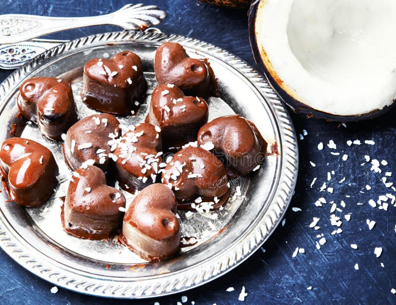 Chocolate Candy with Coconut Stock Image Image of confectionery