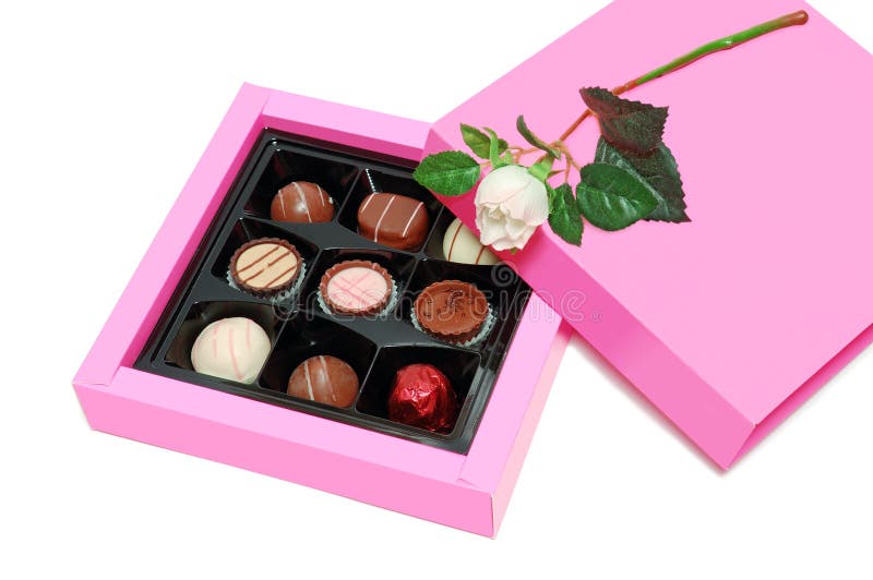 Chocolate candy in pink box