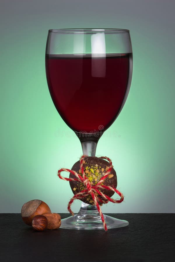 Chocolate candy with wine stock image. Image of green 35601945