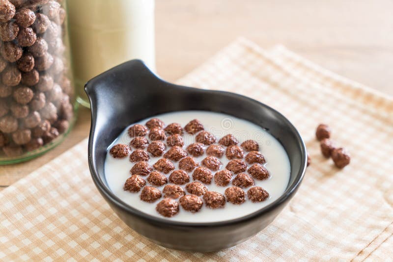 Chocolate cereal bowl stock photo. Image of food, flake 107715006