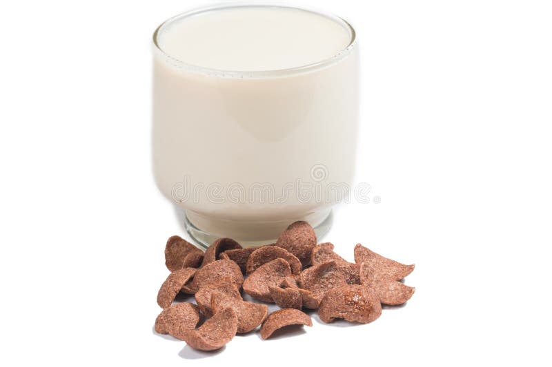 Chocolate Cereal And Glass Of Milk Stock Image Image of