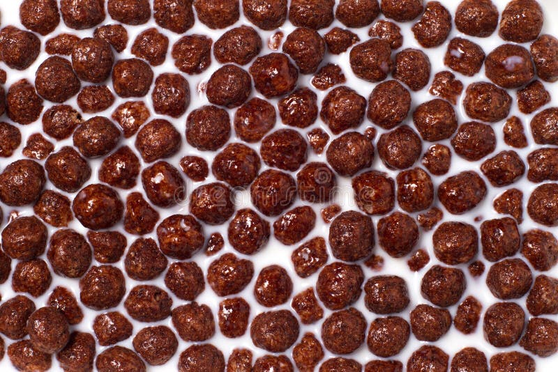 Chocolate Cereals in Bowl and Milk in Jar Stock Image Image of