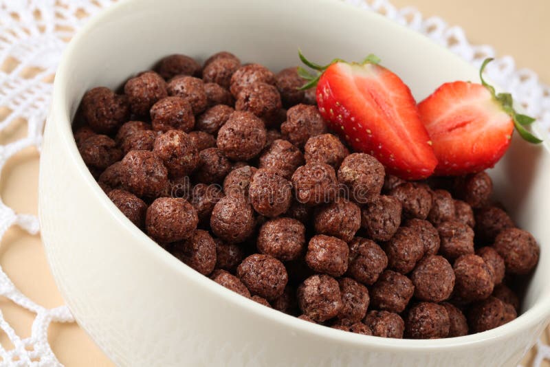Chocolate Cereals with Strawberries Stock Image Image of dieting