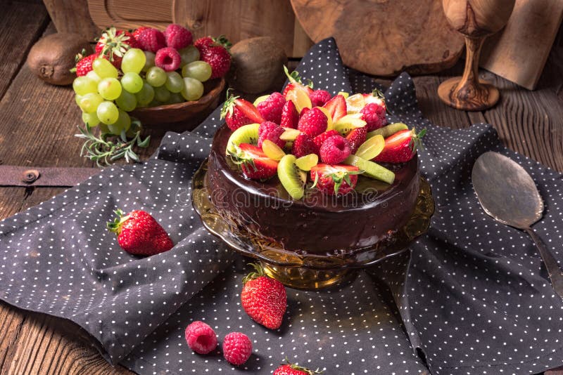 Chocolate Cheesecake With Fruit Stock Photo Image of fruit, food 71509250