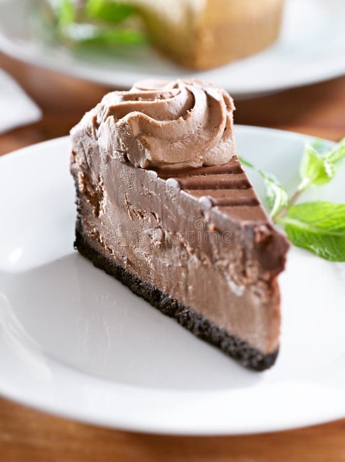 Chocolate Cheesecake With Mint Garnish. Royalty Free Stock Photos Image 26454758