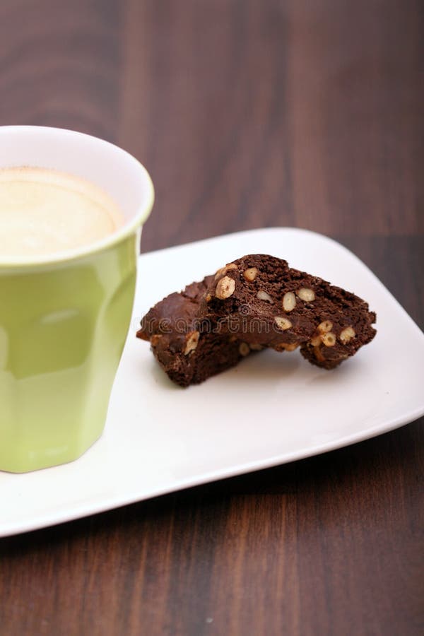 Chocolate chip cookie with coffee